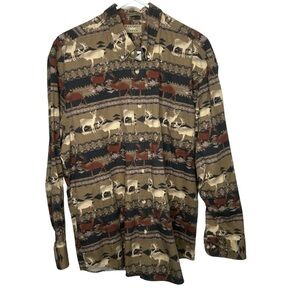 Natural Issue Men’s Button Front Deer Print L/S Shirt Size Large Hunting